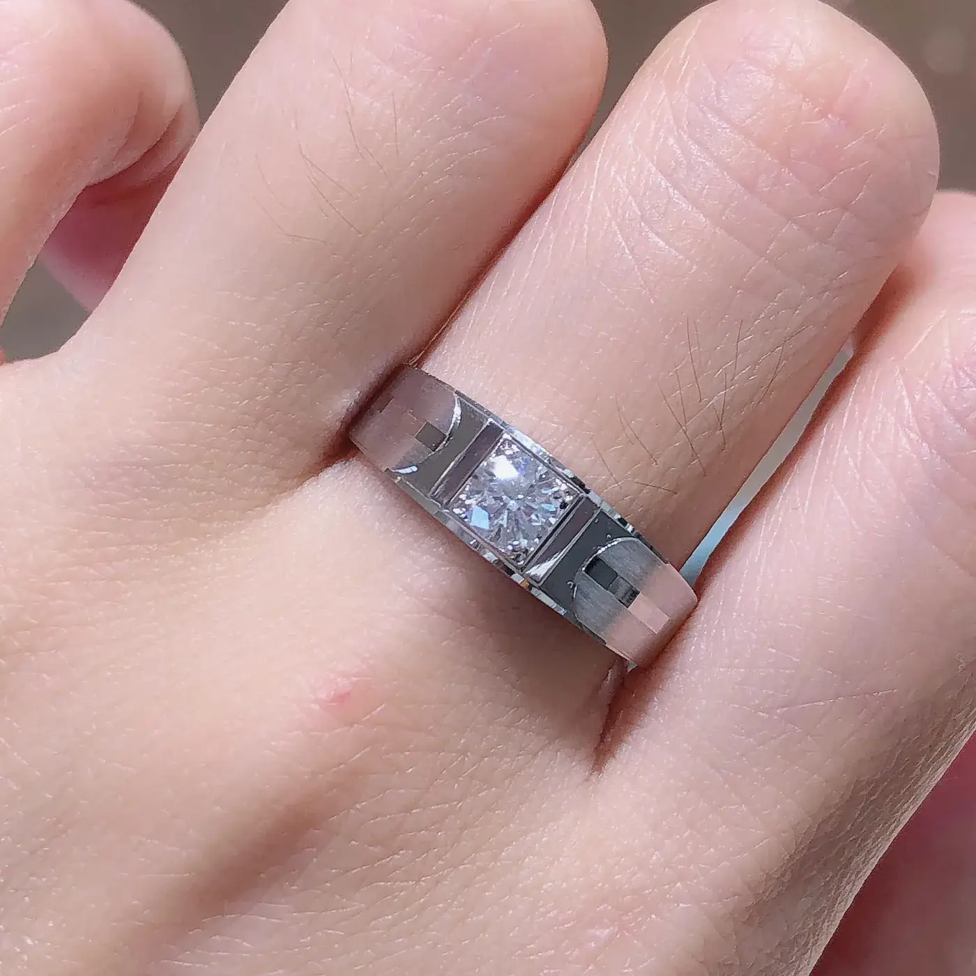 18K White Gold Lab-Grown Diamond Round Men's Ring — 0.34 ct