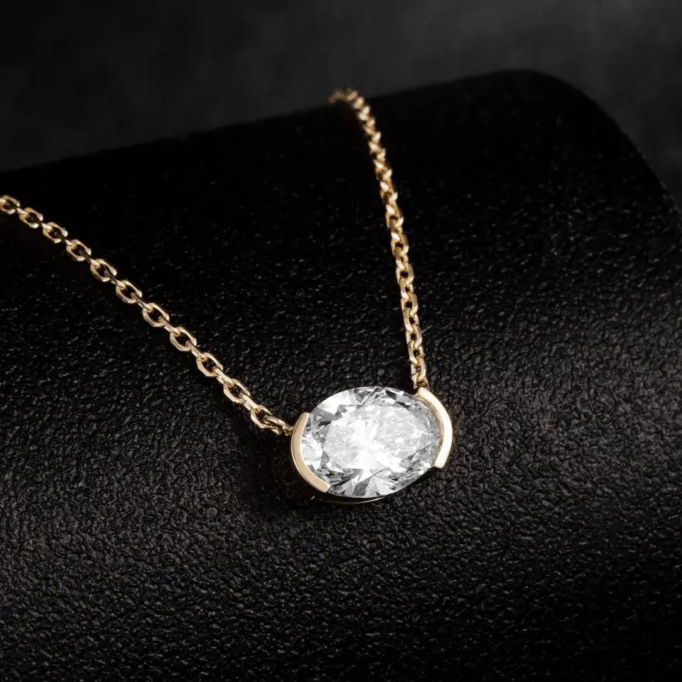 14K Gold Lab-Grown Diamond Necklace — 1.02 ct — view 2