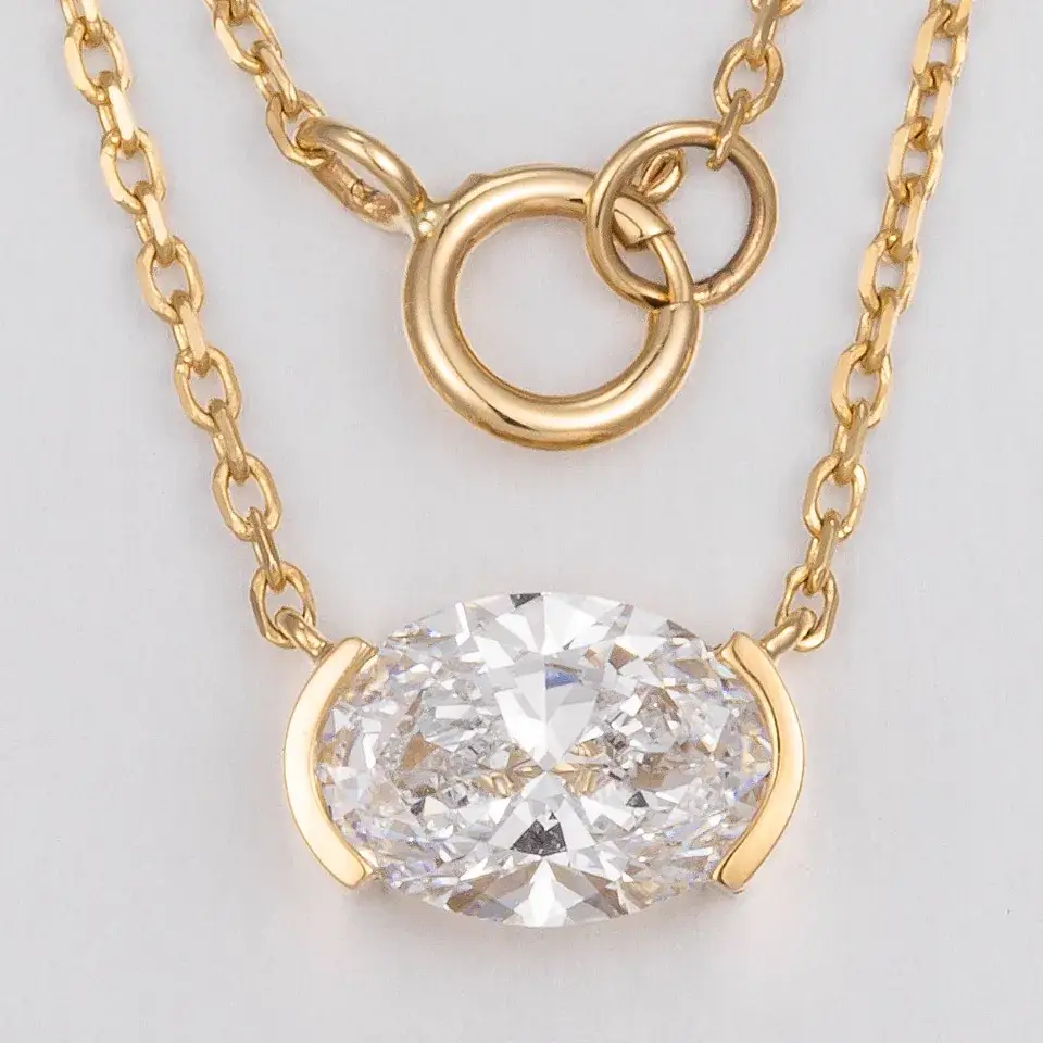 14K Gold Lab-Grown Diamond Necklace — 1.02 ct — view 4