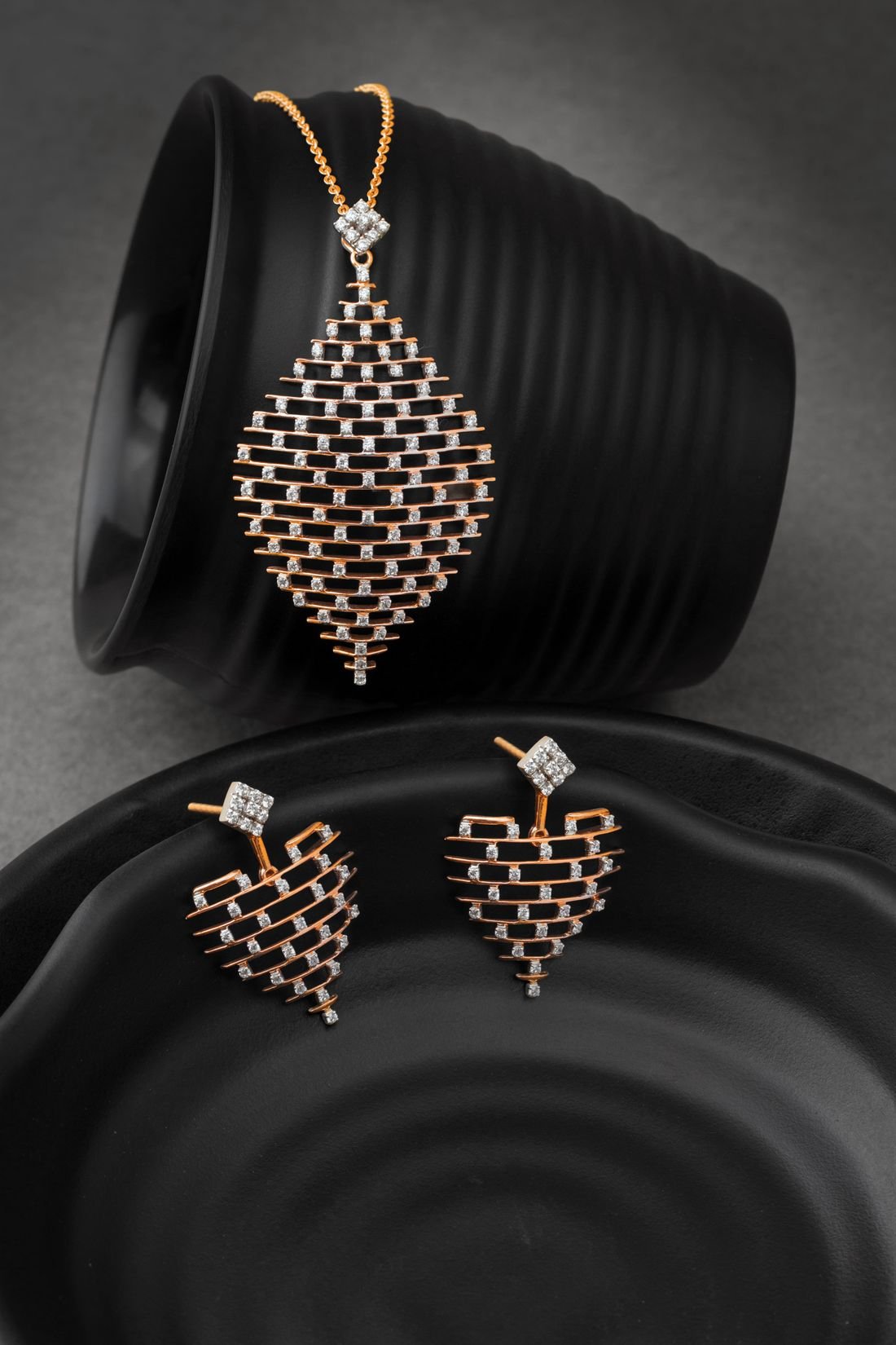 Lab-grown diamond necklace and earrings